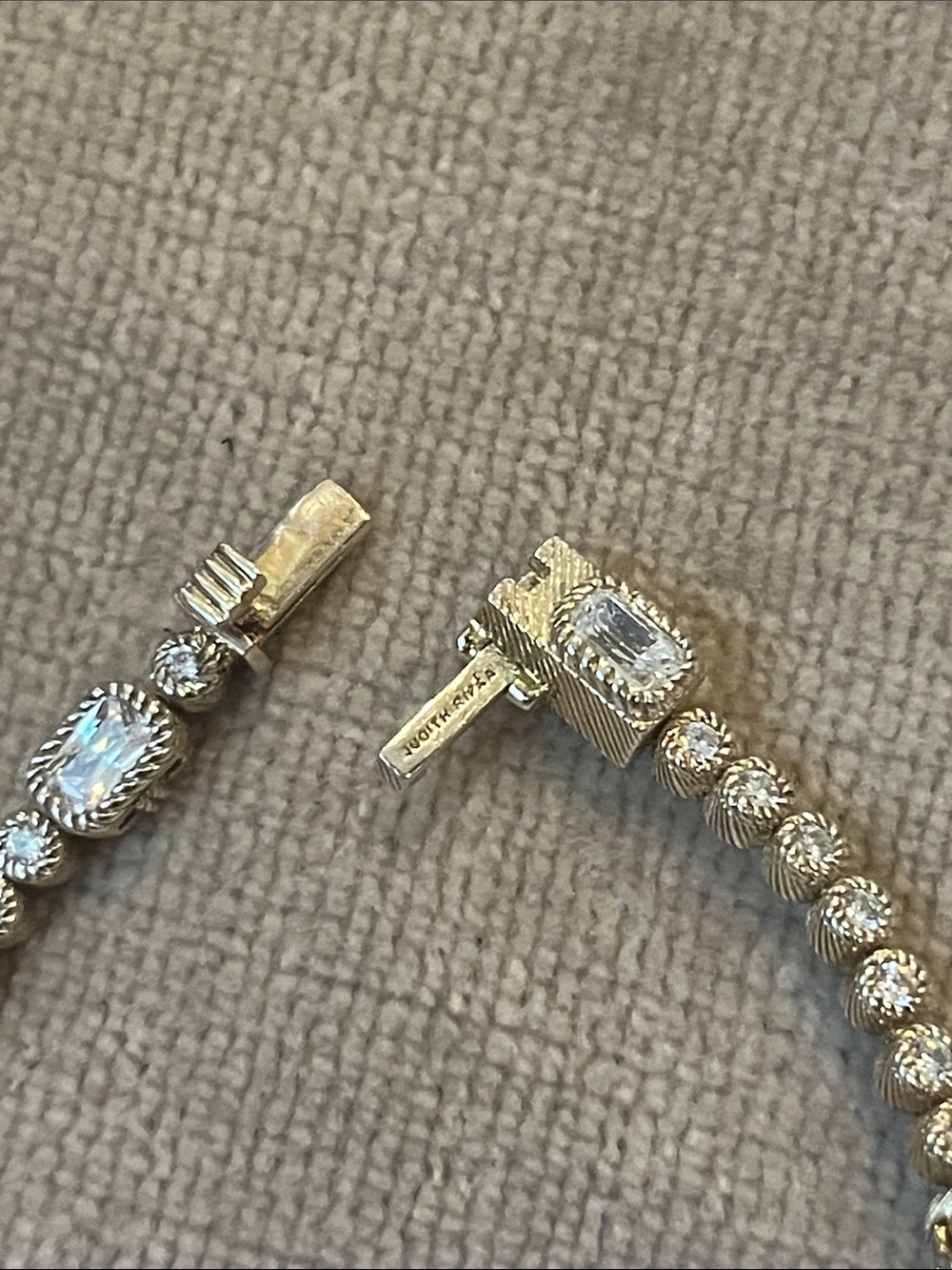 Judith Ripka CZ Sterling 925 Gold Clad Tennis Bracelet - Sparkling Link Design - Picture 7 of 12